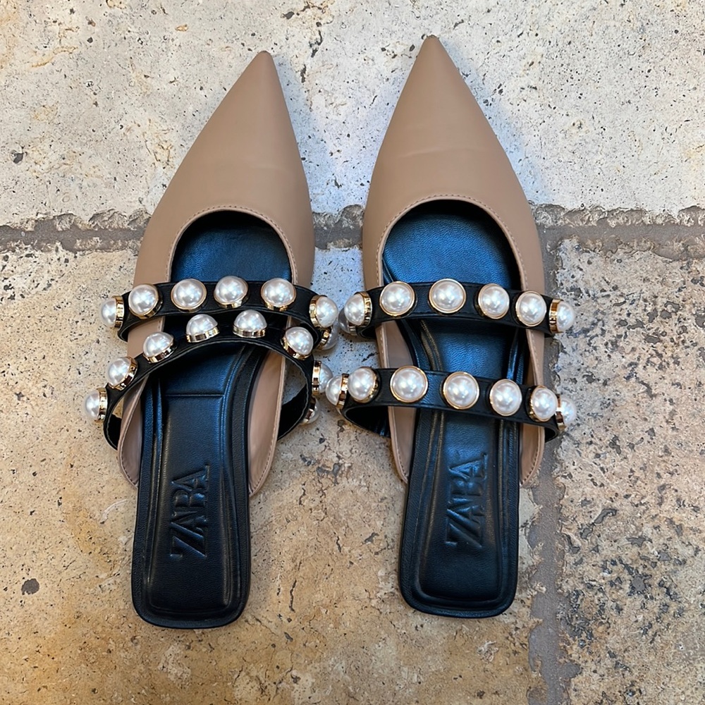 Zara Mules with Pearl Details